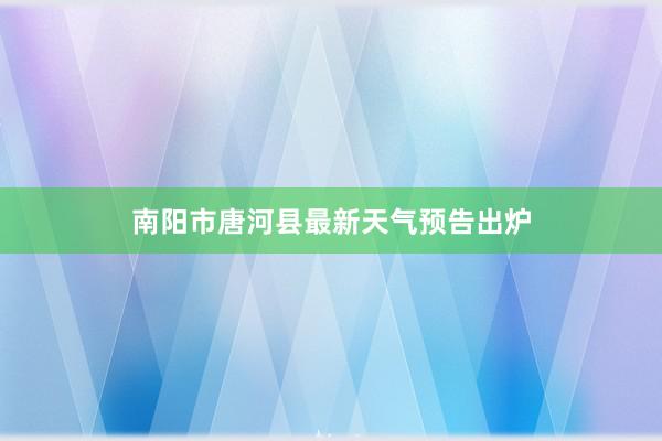 南阳市唐河县最新天气预告出炉